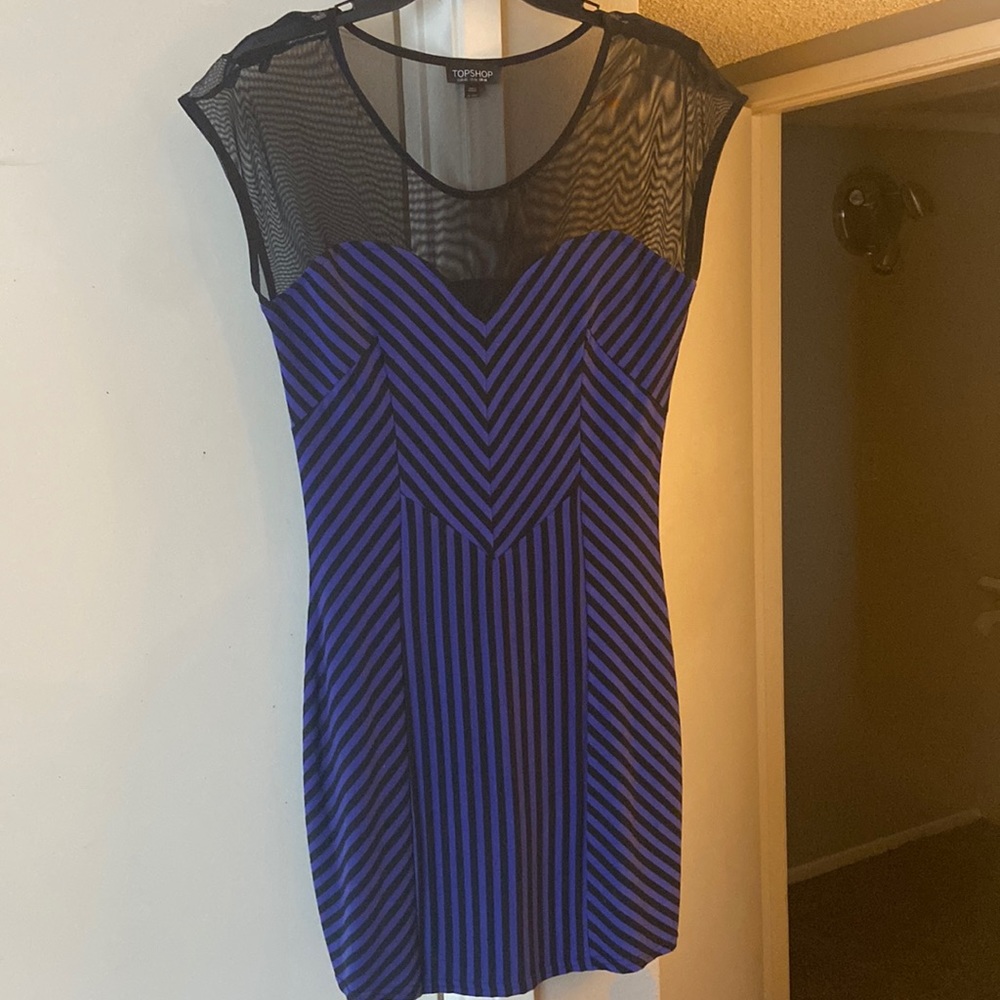 TOPSHOP - 2010 Indie Sleaze Illusion Neckline Dress - size 10